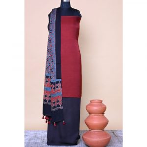 Black Indigo Spire Modal Silk Ajrakh Dupatta- 3