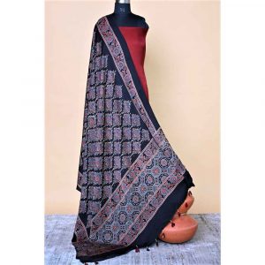Black String Modal Silk Ajrakh Dupatta- 1