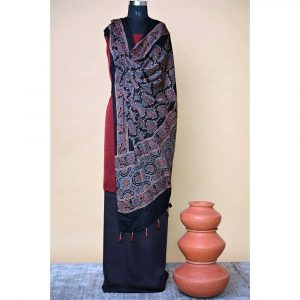 Black String Modal Silk Ajrakh Dupatta- 2