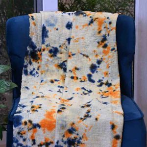 Canary Blue Shibori Handloom Sofa Throw Blanket- 3