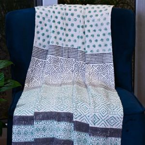 Green Aztec Handloom Sofa Throw Blanket- 3
