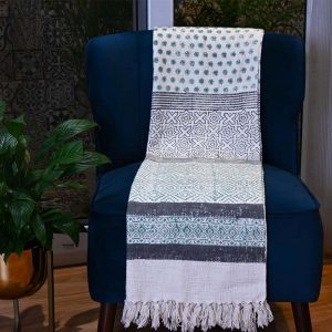 Green Aztec Handloom Sofa Throw Blanket- 4