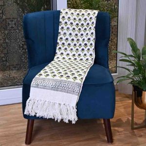 Grey Sprig Handloom Sofa Throw Blanket- 4