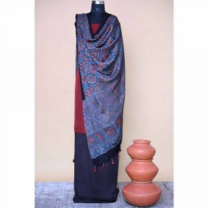 Indigo String Modal Silk Ajrakh Dupatta- 16