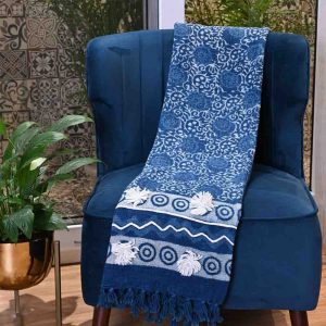 Indigo Vine Handloom Sofa Throw Blanket- 21