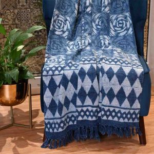 Indigo Whirl Handloom Sofa Throw Blanket- 2