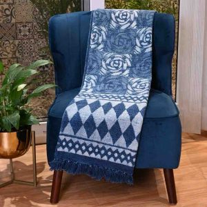 Indigo Whirl Handloom Sofa Throw Blanket- 4
