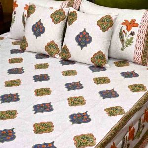 Moroccan Buta 400TC Cotton Hand Block Print Bedsheet- 41