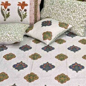 Moroccan Buta 400TC Cotton Hand Block Print Bedsheet- 43