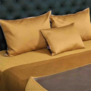 Mustard Brown 400TC Cotton Plain Quilted Bed Cover Set- 1