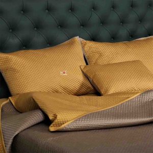 Mustard Brown 400TC Cotton Plain Quilted Bed Cover Set- 3