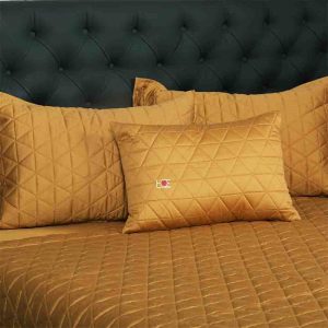 Mustard Diamond 400TC Cotton Plain Quilted Bed Cover Set- 25