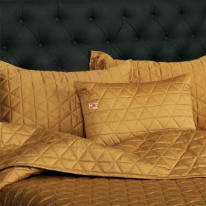 Mustard Diamond 400TC Cotton Plain Quilted Bed Cover Set- 26