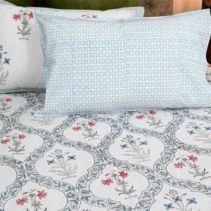 Nested Blossom Percale Cotton Hand Block Print Bedsheet-4