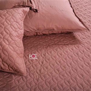 Pastel Pink Mulmul Cotton Plain Quilted Bed Cover Set- 67