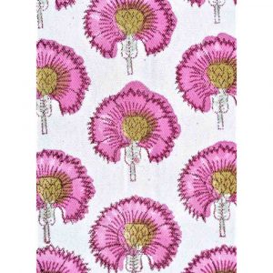 Pink Blossom Block Print Cotton Table Cover- 7