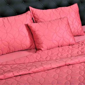 Pink Blush 400TC Cotton Plain Quilted Bed Cover Set- 37
