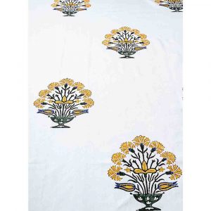 Yellow Corsage Block Print Cotton Table Cover-1 32