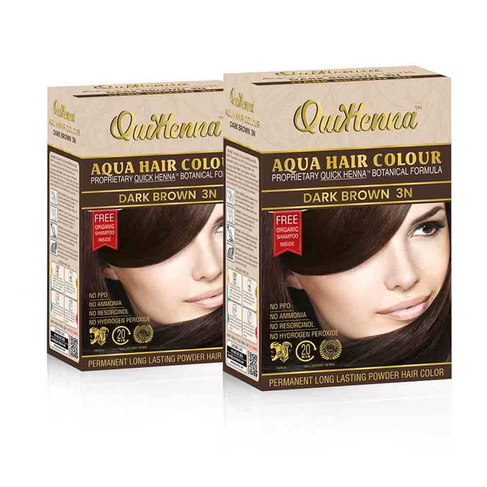 PURE NATURALS | QuikHenna Aqua Powder 3N Dark Brown Hair Color For Unisex |  110g (Pack of 2) - MyNiwa