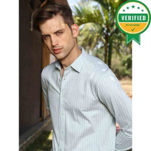 Mint Stripe Long Sleeve Shirt (3) (1)