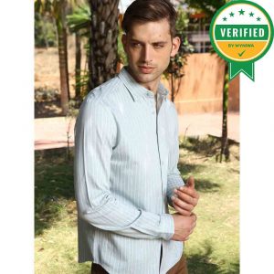Mint Stripe Long Sleeve Shirt (4) (1)