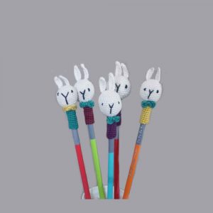 Set of 6 Handcrafted Amigurumi Pencil Topper Bunny _Random Color 3