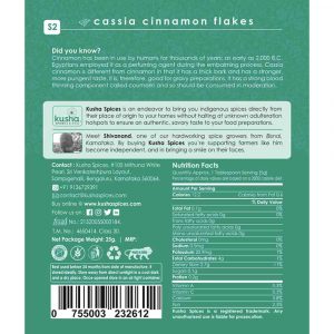 Cassia Cinnamon Flakes Back Sticker New