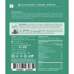Coriander Seeds Whole Back Label New
