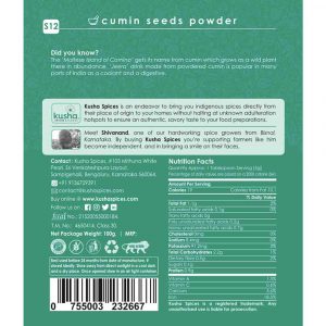 Cumin Seeds Powder Back Label New