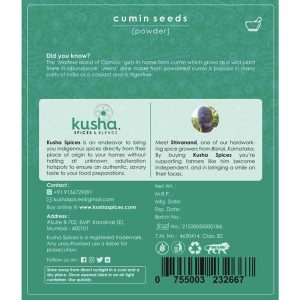 Cumin Seeds Powder Back Label Old