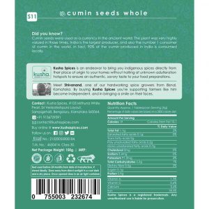 Cumin Seeds Whole Back Label New
