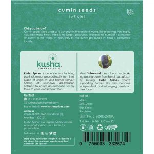 Cumin Seeds Whole Back Label Old
