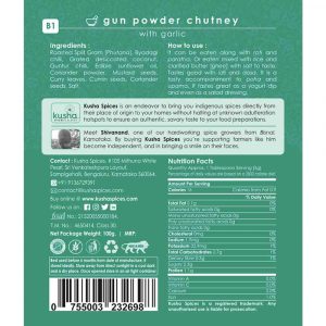 Gun Powder Chutney Back Label New