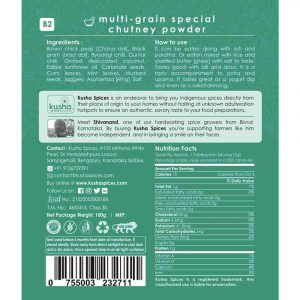Multi-grain Special Chutney Powder Back Label New