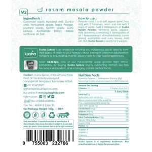 Rasam Masala Powder Back Label New