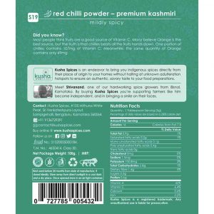 Red Chilli Powder Premium Kashmiri Back Label New