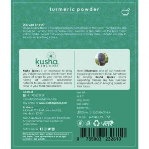 Turmeric Powder Erode Back Label Old
